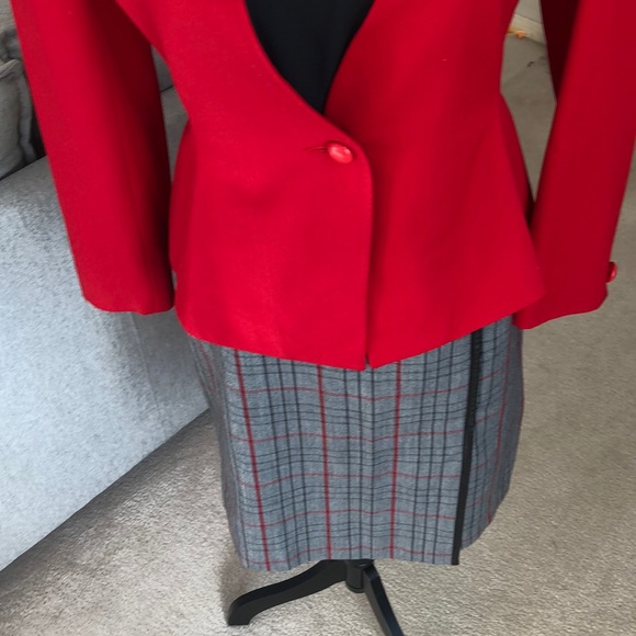 Leather Accent Plaid Skirt - Picture 2 of 9